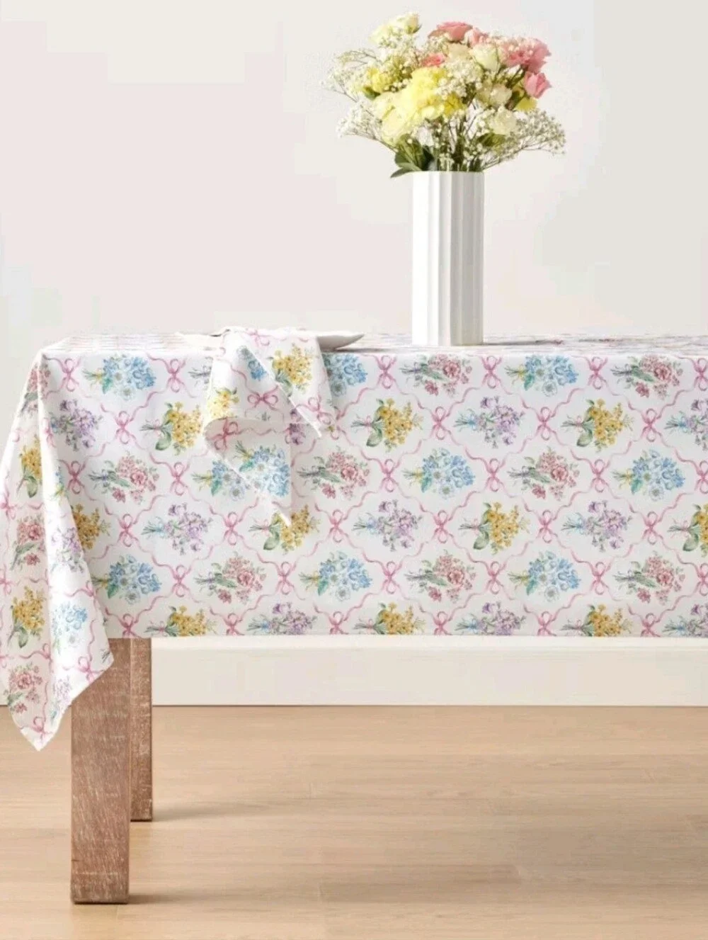 Lenox Bouquet Ribbon Tablecloth - Multicolored Floral - 60x84
